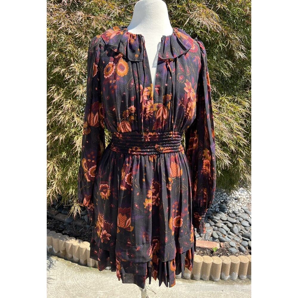 Ulla Johnson Womens Dress Adara Ruffled Silk Floral Print Mini 8 NWT